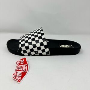 New in Box Men’s Size 10 Vans Black and White Checkered Slides
